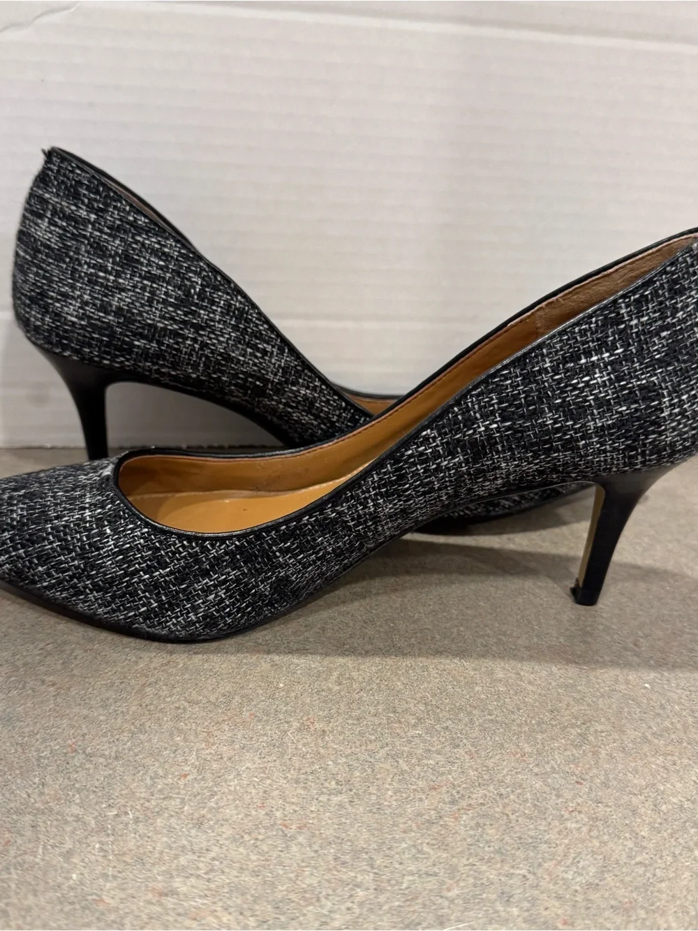 Banana Republic Black & White Tweed Woven Pointed-Toe Pumps